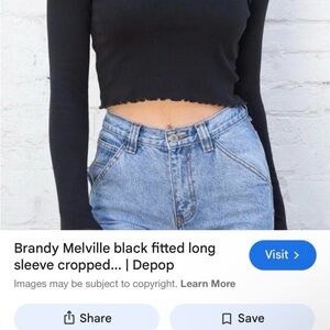 Brandy Melville Black Scalloped Crop Top